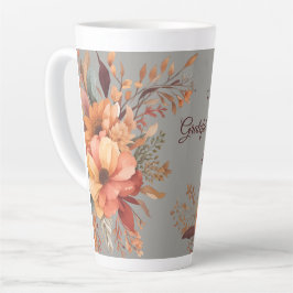 Caneca De Café Latte Agradecido abençoado Floral Dia de Ação de Graças