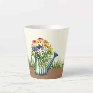 Caneca De Café Latte Água com flores selvagens