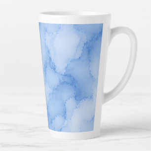 Caneca De Café Latte Água-marinha Abstrata em Aquarela