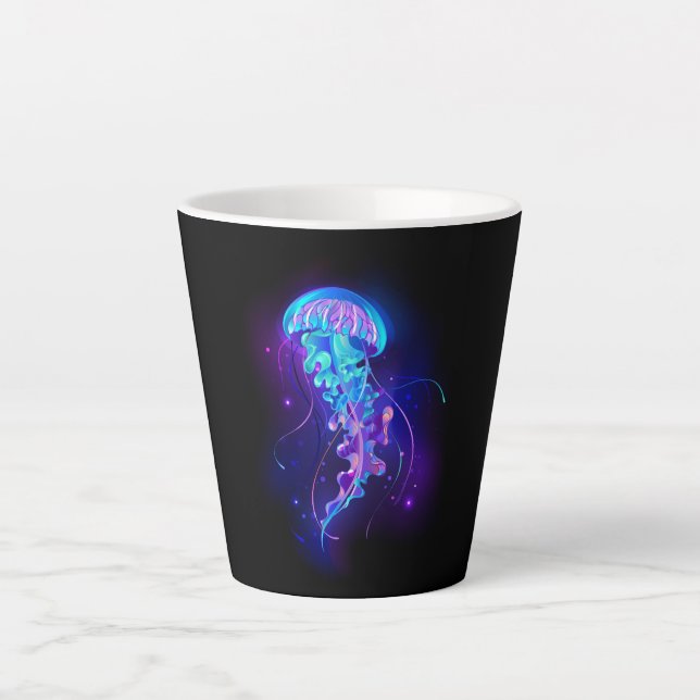 Caneca De Café Latte Água-viva brilhante a cores (Frente)