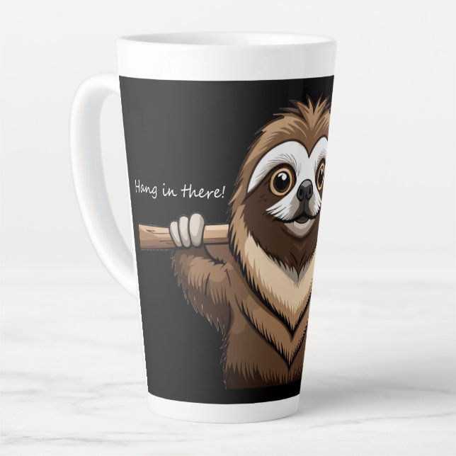 Caneca De Café Latte "Aguente firme": Palavras encorajadoras de Sloth (Ângulo esquerdo)