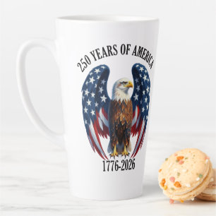 Caneca De Café Latte Águia Americana Patriótica 250 Anos 1776-2026