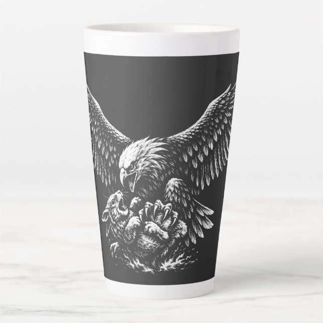 Caneca De Café Latte Águia de Cinzas por BurnsInHell (Frente)