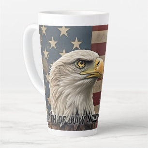 Caneca De Café Latte Águia Majestosa & Bandeira – Espírito de Liberdade
