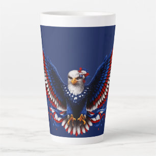 Caneca De Café Latte Águia Patriótica das Asas da Liberdade – Ame Verme