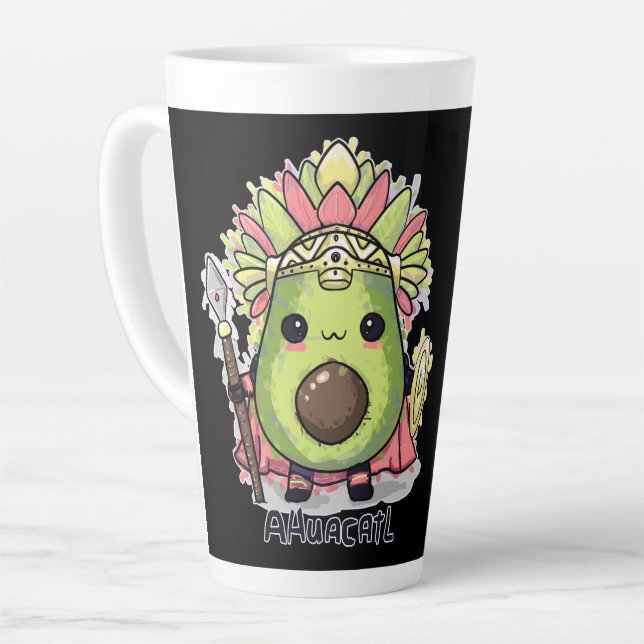 Caneca De Café Latte Ahuacatl Guerreiro Asteca Abacate (Ângulo esquerdo)