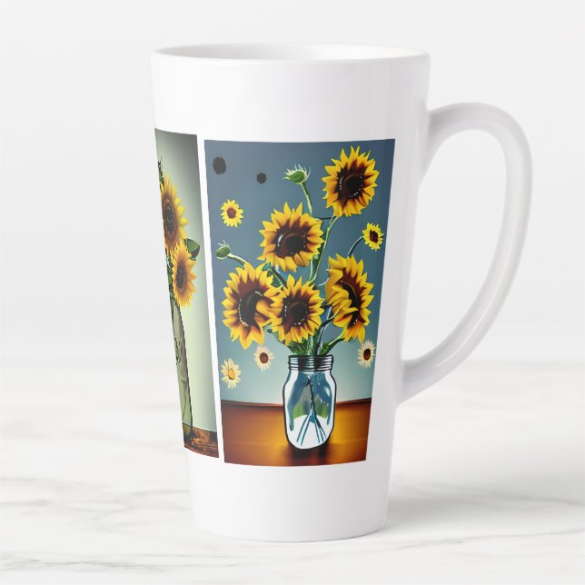 Caneca De Café Latte Ai Gera Girassóis em Vases (Direita)