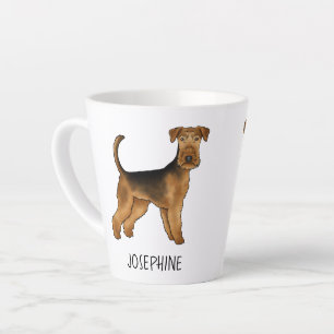 Caneca De Café Latte Airedale Terrier Cachorro Fofo Desenho Animado E N