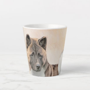 Caneca De Café Latte Akita Painting - Bela Arte Canina Original