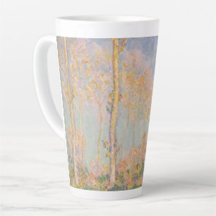 Caneca De Café Latte Álamos, paisagem impressionista, Claude Monet
