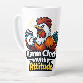 Caneca De Café Latte Alarm clock with attitude, roaster quote.