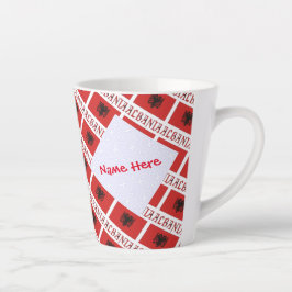 Caneca De Café Latte Albânia Bandeira Albanesa Personalização Vermelha