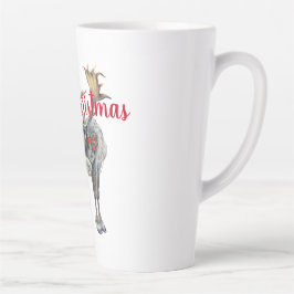 Caneca De Café Latte Alce de Natal com Saudação Personalizável