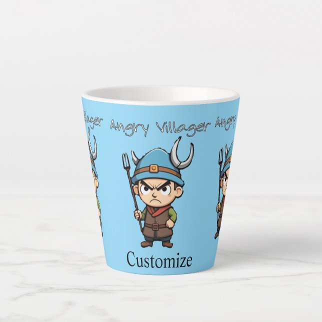 Caneca De Café Latte Aldeão Irritado Forcado Thunder_Cove (Frente)