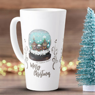 Caneca De Café Latte Aldeia de Inverno de Bola de Neve de Vidro Folhage