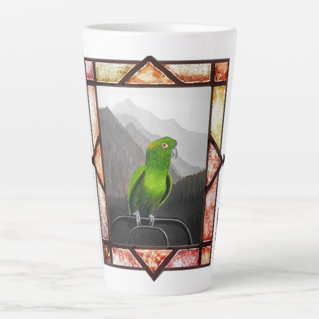 Caneca De Café Latte Aldo Meu Papagaio Amazon (Frente)