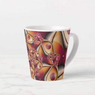 Caneca De Café Latte Alegria Colorida Abstrata Vermelho Laranja Fantasi