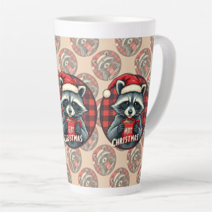 Caneca De Café Latte Alegria de Cacau do Guaxinim de Natal