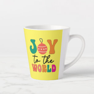 Caneca De Café Latte Alegria Para O Mundo Tipografia Colorida de Natal