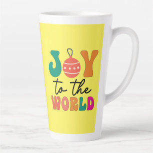 Caneca De Café Latte Alegria Para O Mundo Tipografia Colorida de Natal