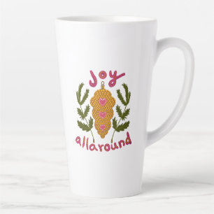 Caneca De Café Latte Alegria por todo o Enfeites de natal