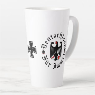 Caneca De Café Latte Alemanha/Deutschland Para sempre/águia negra/cruz 