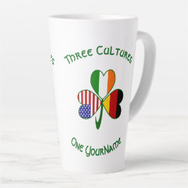 Caneca De Café Latte Alemão Irlandês EUA Flags Shamrock Personalizado L