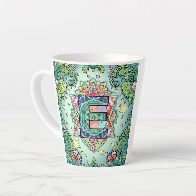Caneca De Café Latte Alfabeto E (Ângulo esquerdo)