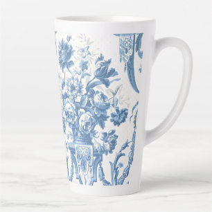 Caneca De Café Latte Algodão branco azul-azul-branco Elegante