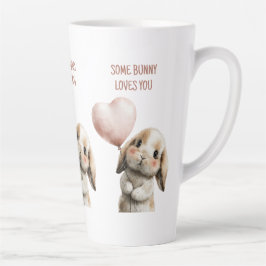 Caneca De Café Latte Algum Coelhinho Ama Você com Balão de Coração