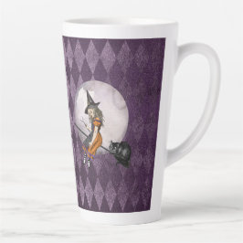Caneca De Café Latte Alice no Dia das Bruxas em Wonderland Cheshire Cat