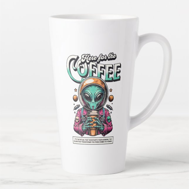 Caneca De Café Latte Alienígena aqui pelo café (Direita)