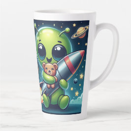 CANECA DE CAFÉ LATTE ALIENÍGENA COM UM ROCHET