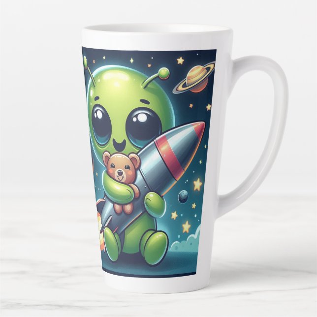 CANECA DE CAFÉ LATTE ALIENÍGENA COM UM ROCHET (Direita)