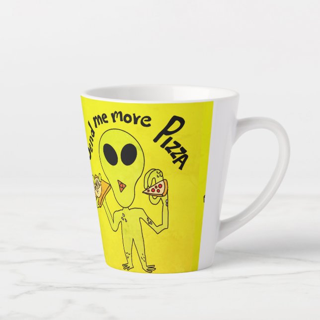 Caneca De Café Latte alienígena de pizza (Direita)