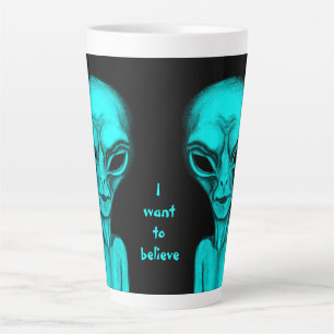 Caneca De Café Latte Alienígena, quero acreditar