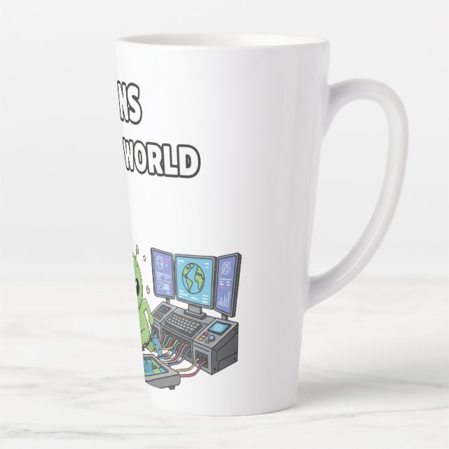 Caneca De Café Latte Alienígenas Mandam no Mundo (Direita)