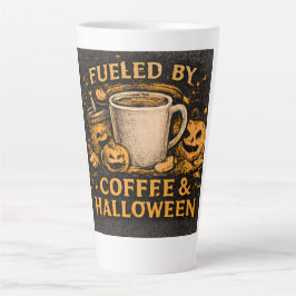 Caneca De Café Latte Alimentado Por Café & Halloween