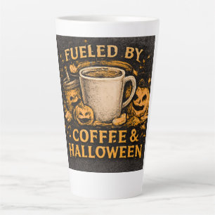 Caneca De Café Latte Alimentado Por Café & Halloween 