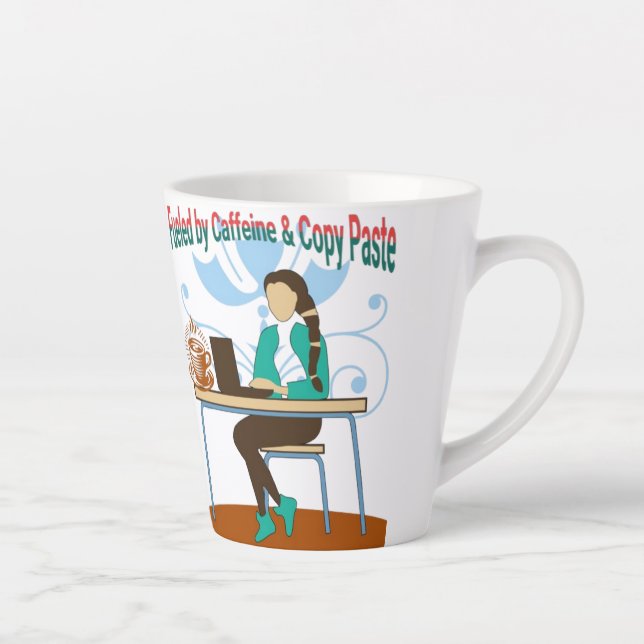 Caneca De Café Latte Alimentado por Caffeine & Copy Paste Mug - Codific (Direita)