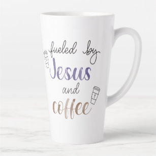 Caneca De Café Latte Alimentado por Jesus e café