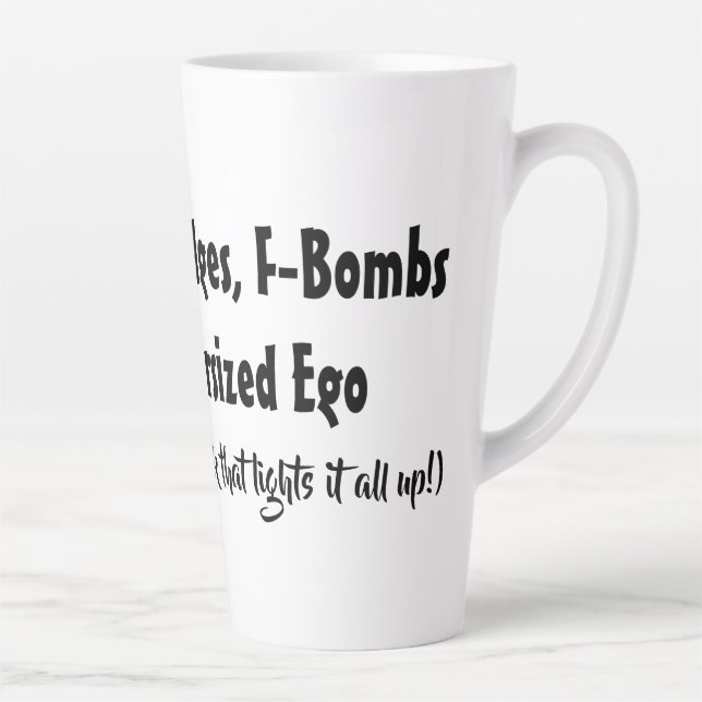 Caneca De Café Latte Alimentados por Grudges, F-Bombas e Ego Superdimen (Direita)