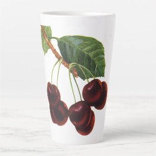 Caneca De Café Latte Alimentos de Frutas Antigas, Cerejas Maduras de um