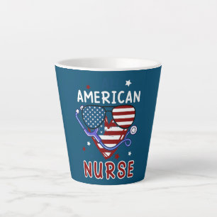 Caneca De Café Latte All American Nurse 4th of July Patriotic USA Flag