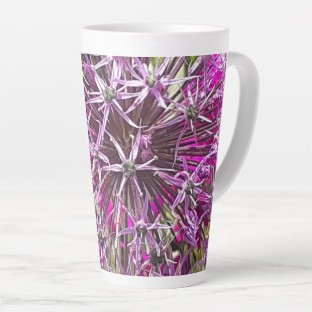 Caneca De Café Latte Allium & Flowers de Verão (Ângulo direito)
