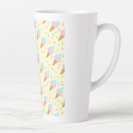 Caneca De Café Latte Almofada fofa com estampa contínua de sorvetes