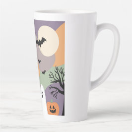 Caneca De Café Latte Almofada noite de halloween abóboras e fantasmas