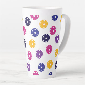 Caneca De Café Latte 💛 Almôndegas amarelas e 💜 roxas em branco