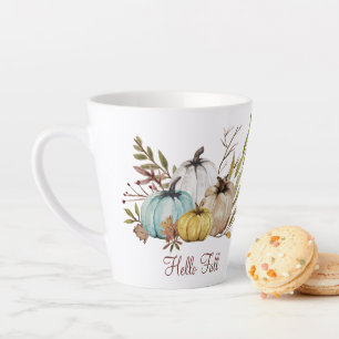 Caneca De Café Latte Alô Fall Rustic Autumn Pumpkins Latte Mug