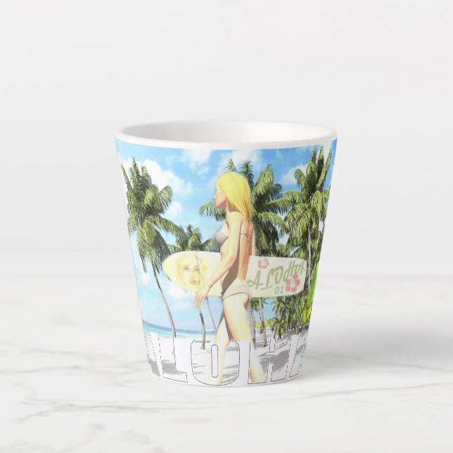 Caneca De Café Latte Aloha 01 (Frente)